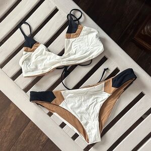 L*Space White, Tan, and Black Bikini Set